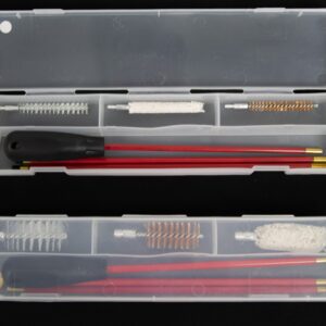 Rensesæt 7,62 mm. Tredelt PVC coated stål rensestok med 3 børster, i plastboks.